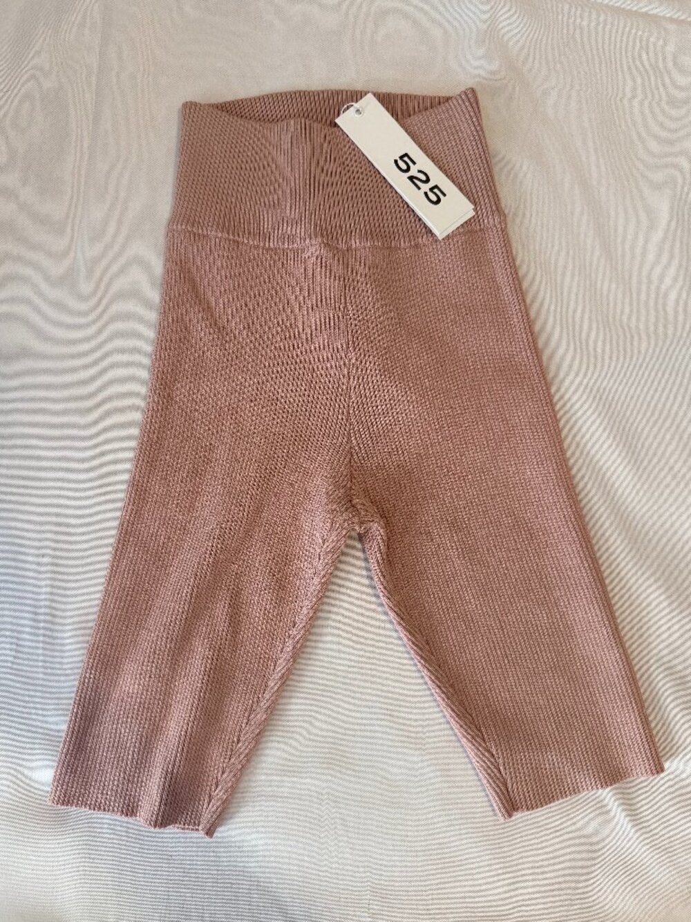 525 Quartz Pink Ribbed Knit Biker Shorts High Waist S NWT